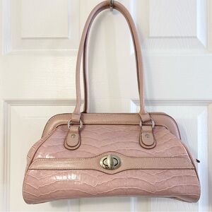 Blush Elegant Pink Crocodile-Embossed Women's Handbag Satchel